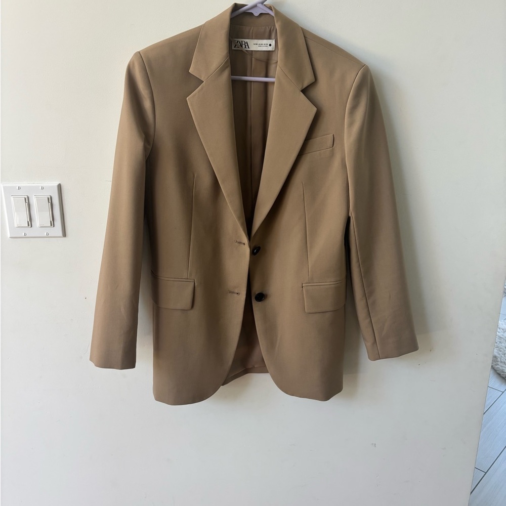 Zara Tan Sport Coat with Notched Lapels
